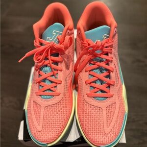 Men’s Jordan Tatum 1 (Pink Lemonade PE) Coral and Teal Athletic Shoes